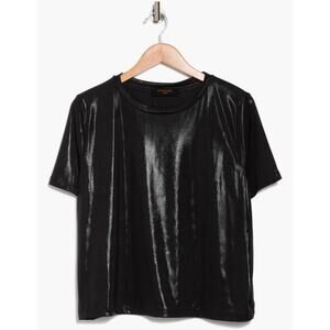 Renee C Black Liquid Metallic Crewneck T-Shirt, Women's Medium NWOT